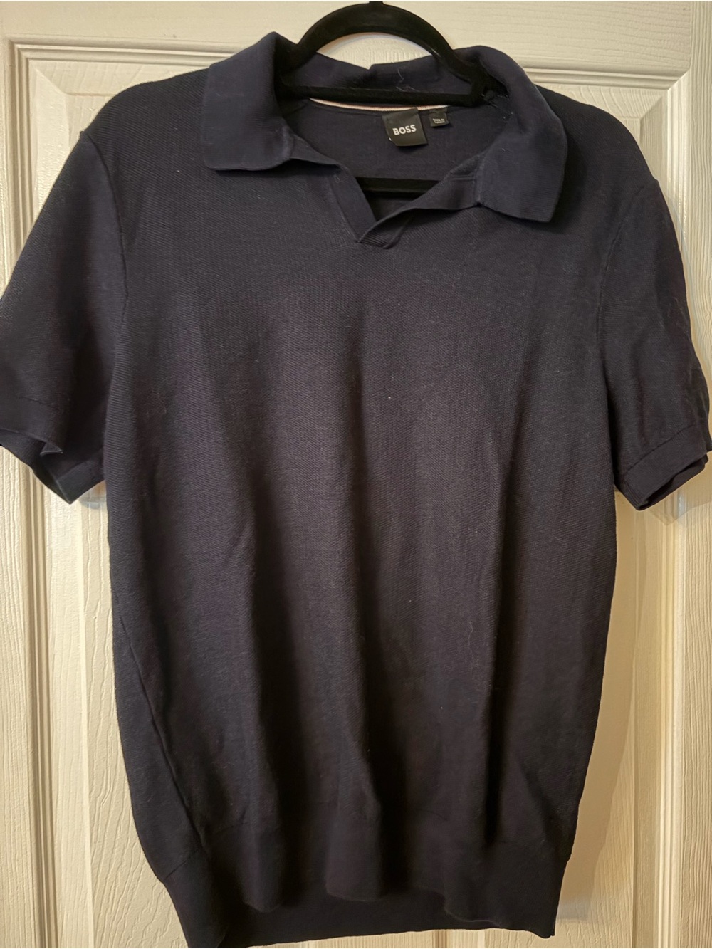 BOSS Men's Dark Navy Polo Knit Shirt